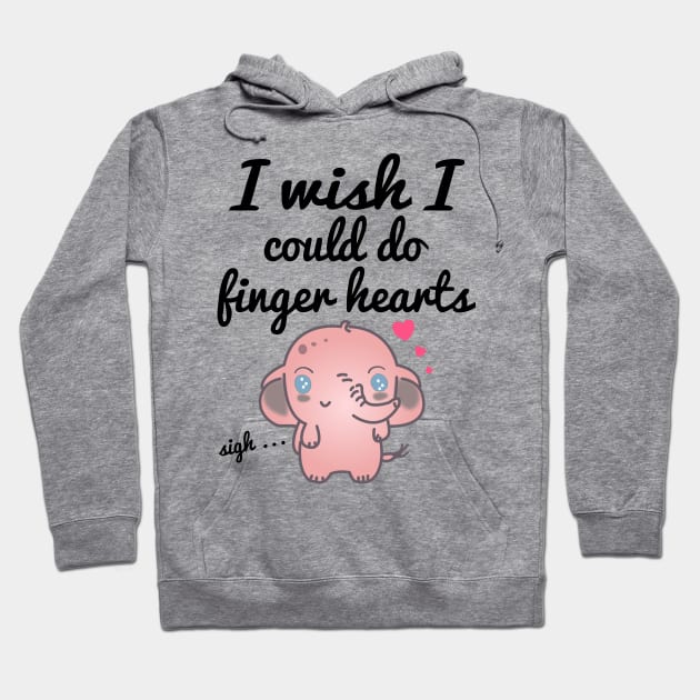 Elephant sighing and wishing they could do finger hearts - Kawaii Hoodie by WhatTheKpop